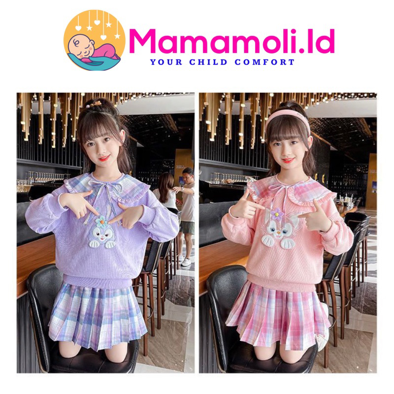 Dress Anak Perempuan / Baju Setelan Dress Anak Cewek 2 in 1 Baju / Atasan + Rok /Satu Setel Dress Anak Model Korea Stella Lou