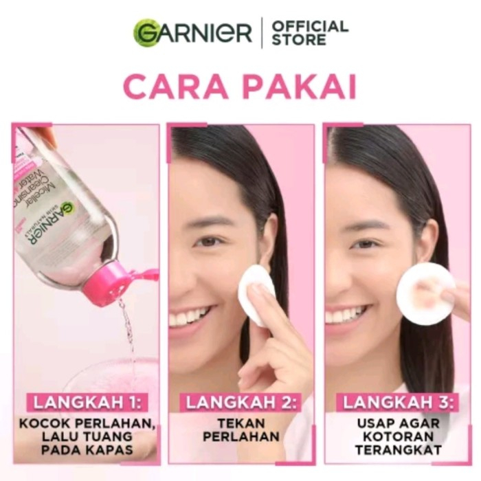 GARNIER MICELLAR WATER PINK 400ML PEMBERSIH MAKE UP SKINCARE GARNIER