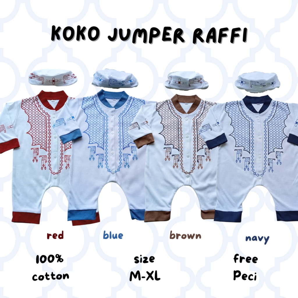 Jumper koko anak koko romper bayi baju koko untuk baby 6 12 bulan 1- 2 tahun koko jumper peci KOKO JUMPER RAFFI