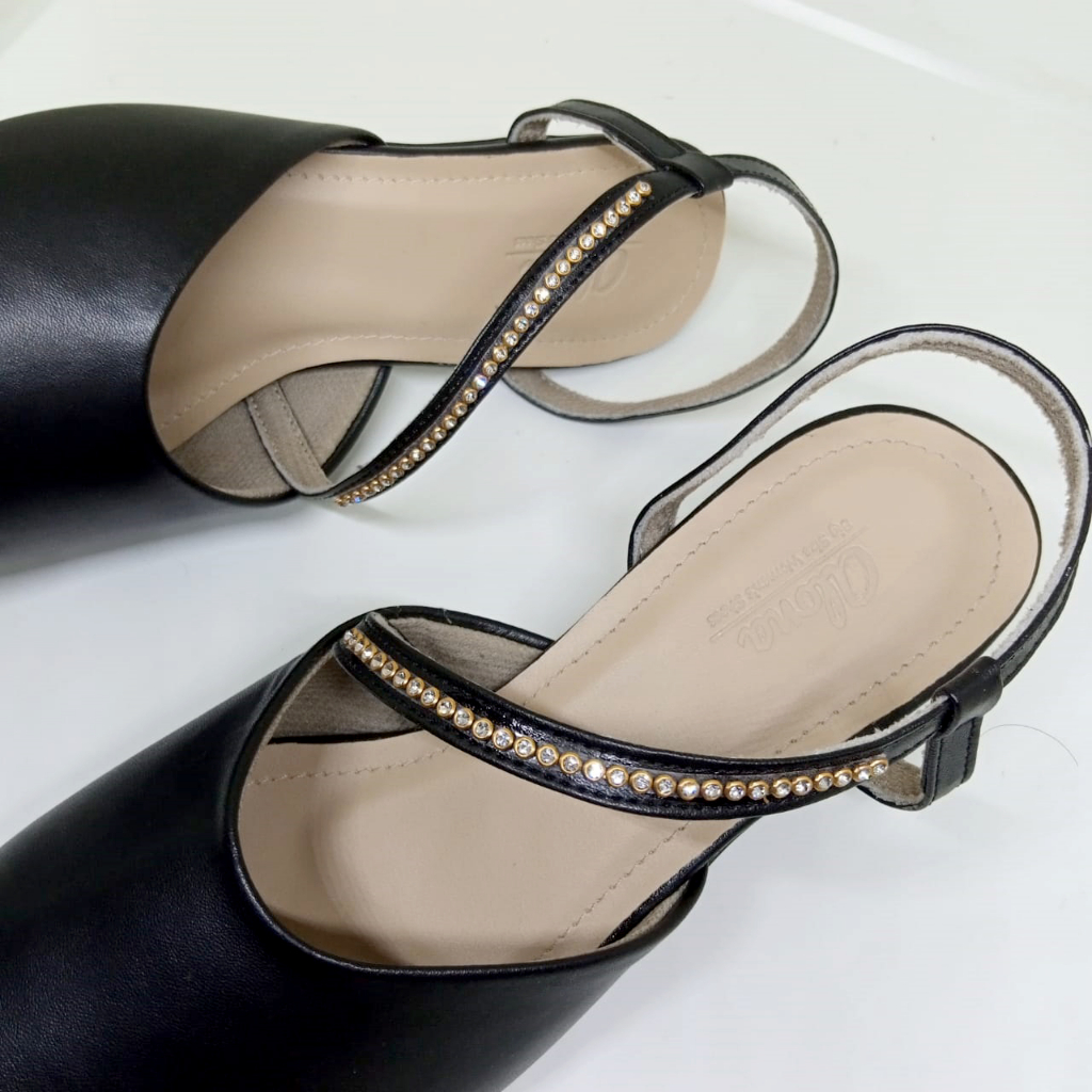 Sepatu Sandal Mules Wanita Ukuran Besar Jumbo | Heels Mutiara Pesta Formal Muwah Cantik