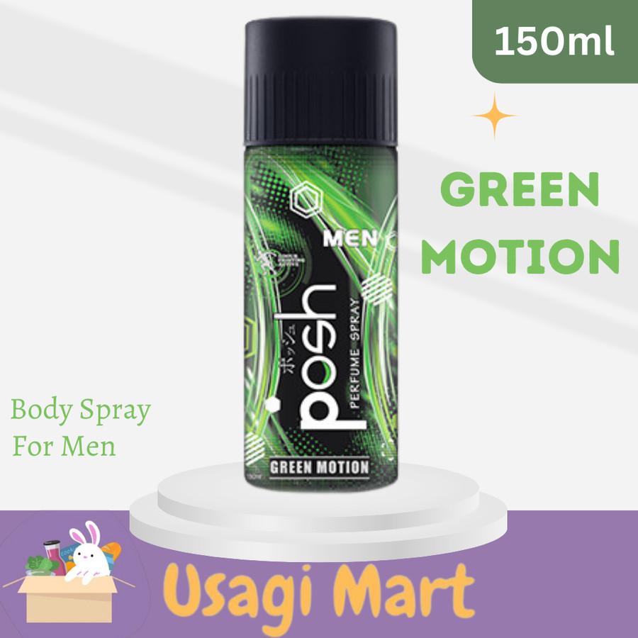Posh Men Perfumed Body Spray Green Motion 150ml Parfum Hijau