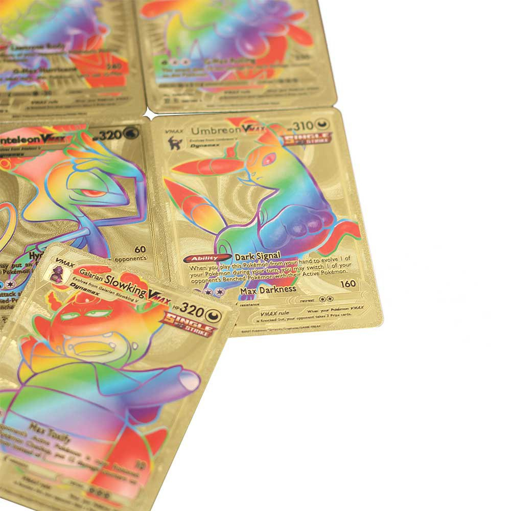 【COD】55pcs Kartu Emas Rainbow Pokemon Cards Vmax GX Gold Cards TCG Trading Card(Bahasa Inggris)