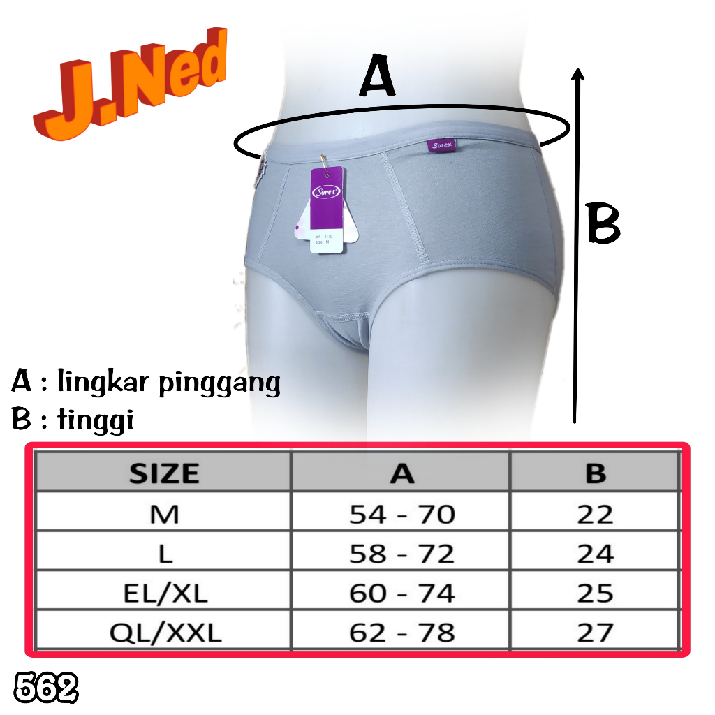 J562 ( SATU PCS ) CELANA DALAM WANITA SOREX MIDI SIZE M - QL