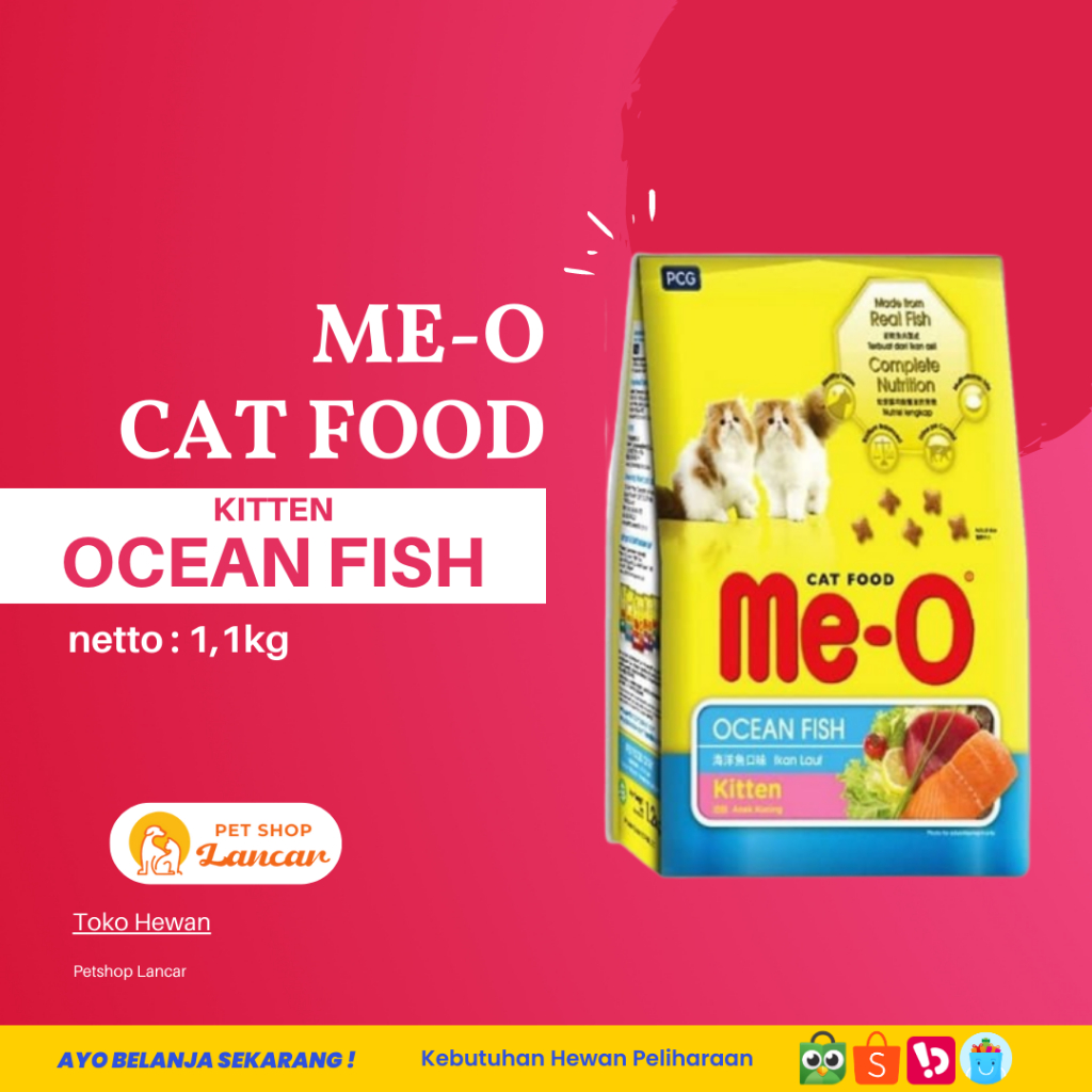 MeO Me-O KITTEN OCEAN FISH Cat Food Makanan Kucing 1,1 kg Freshpack