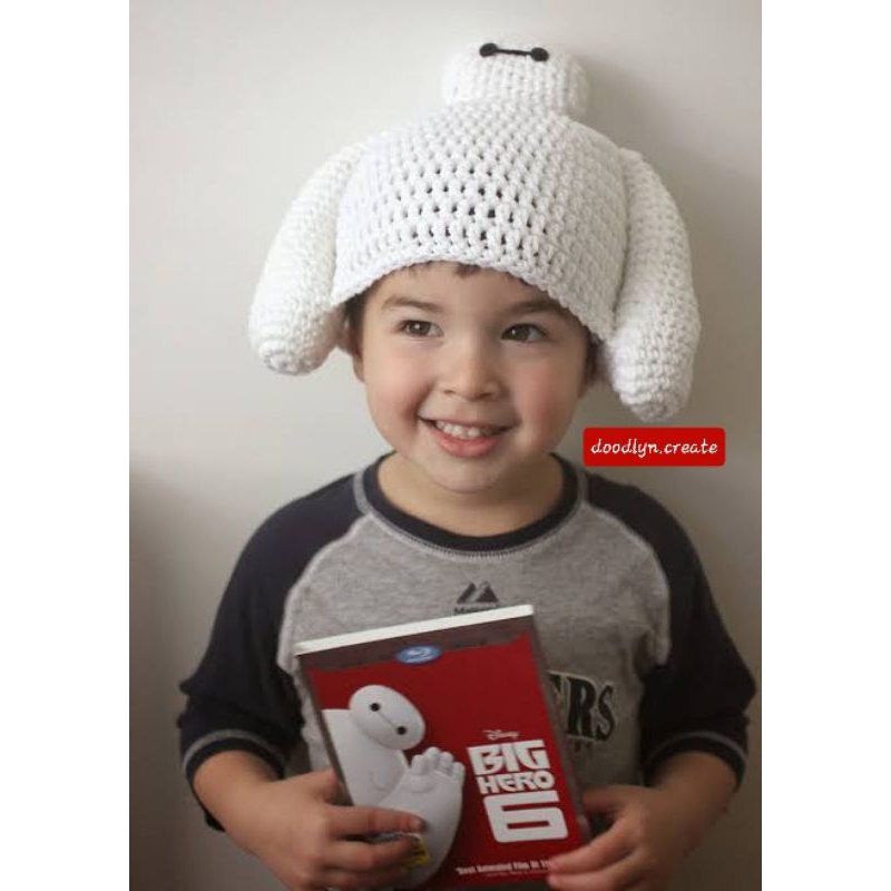 baymax crochet hat beanie earflap bucket hat handmade