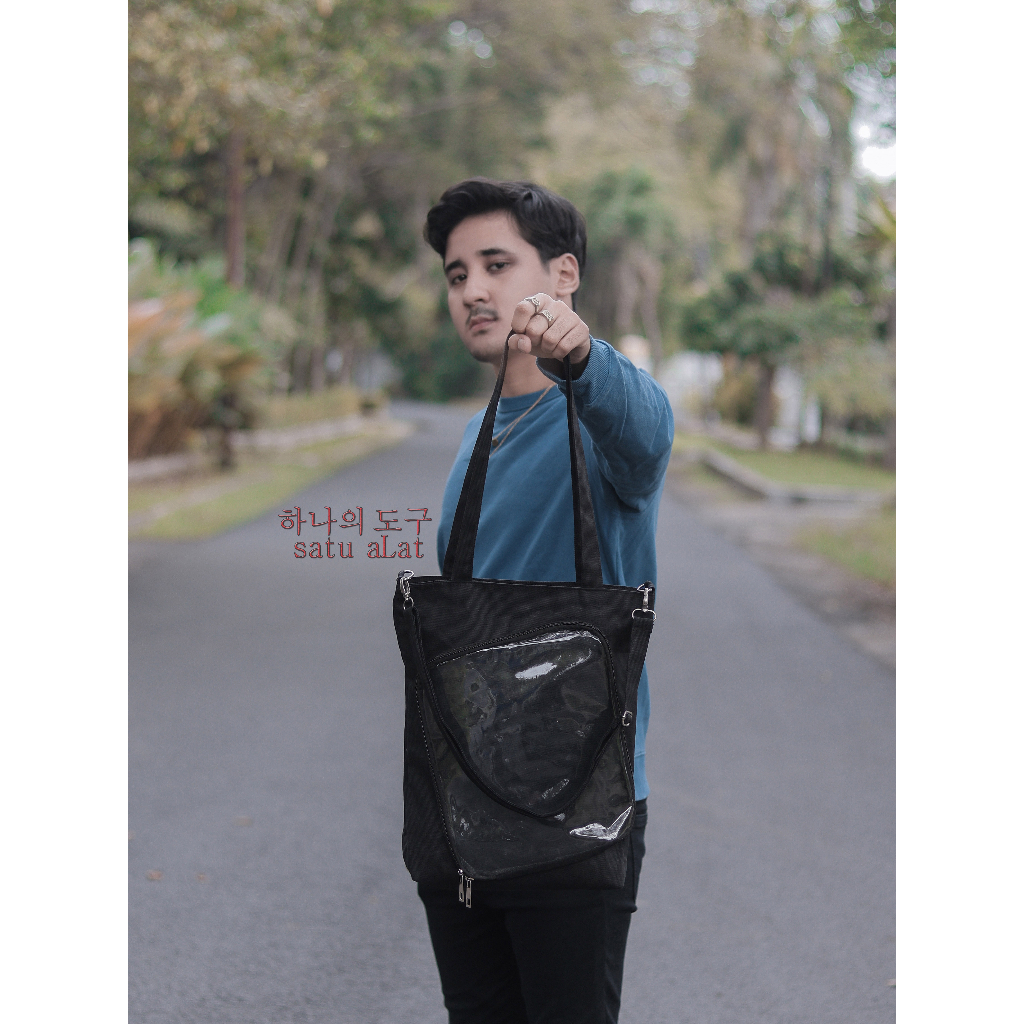 SATU ALAT Tas Selempang + Tote Bag HARANA TRANSPARAN 100% Canvas Premium Tebal Tas Kanvas