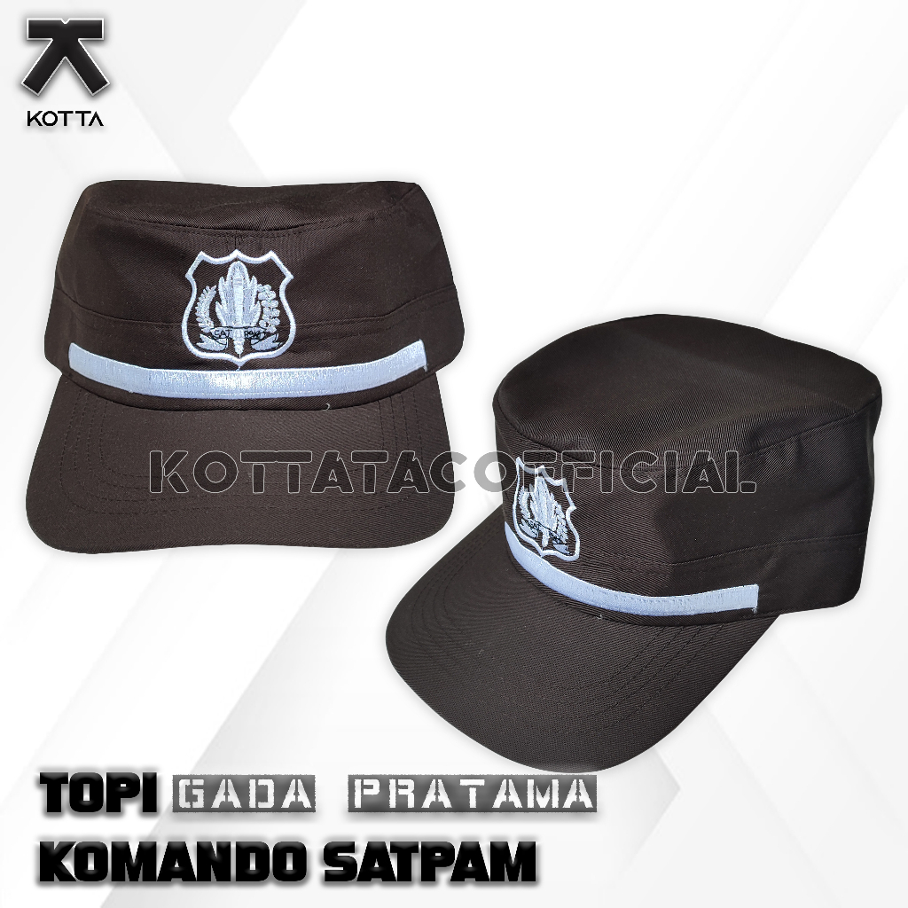 TOPI KOMANDO SATPAM - TOPI SATPAM COKELAT - TOPI SECURITY