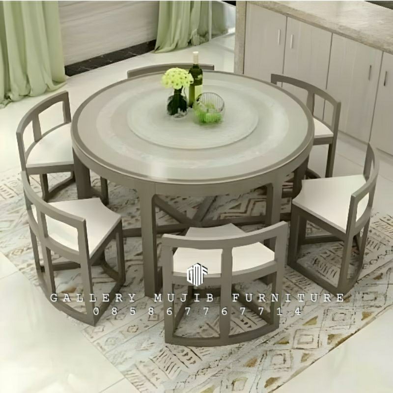 set meja makan bulat meja makan terbaru 6 kursi meja makan bundar Jepara