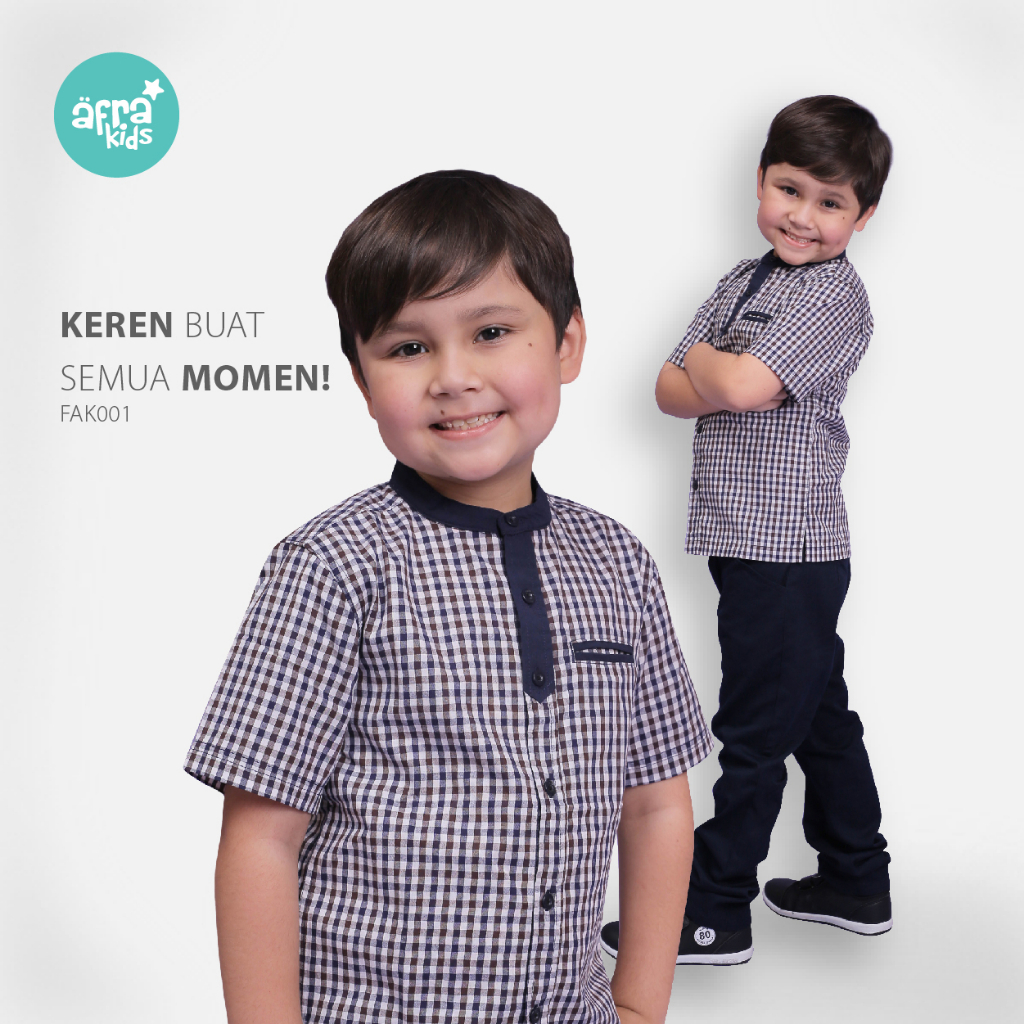 Baju Koko Anak Keren Afrakids | Lengan Pendek | 100% Ori