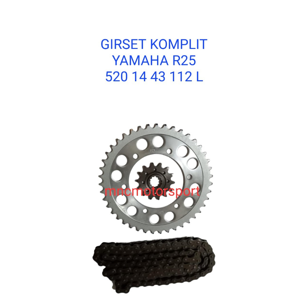 GEARSET GIRSET GEAR GIR SET KC YAMAHA R25 R 25 520 43 14 112 L