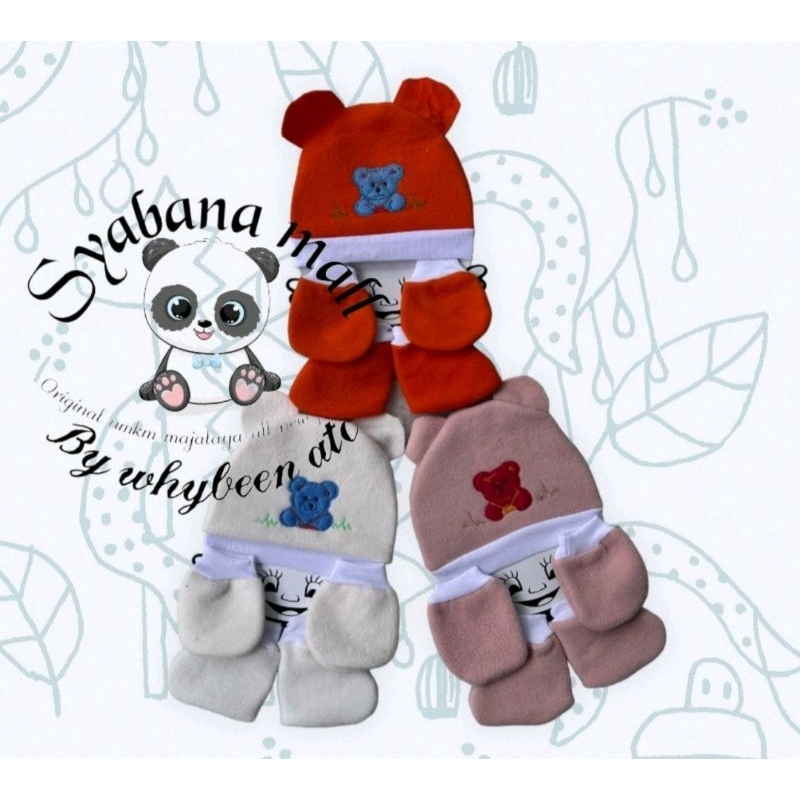 set topi sartaki bayi fleece tebal lembut murah