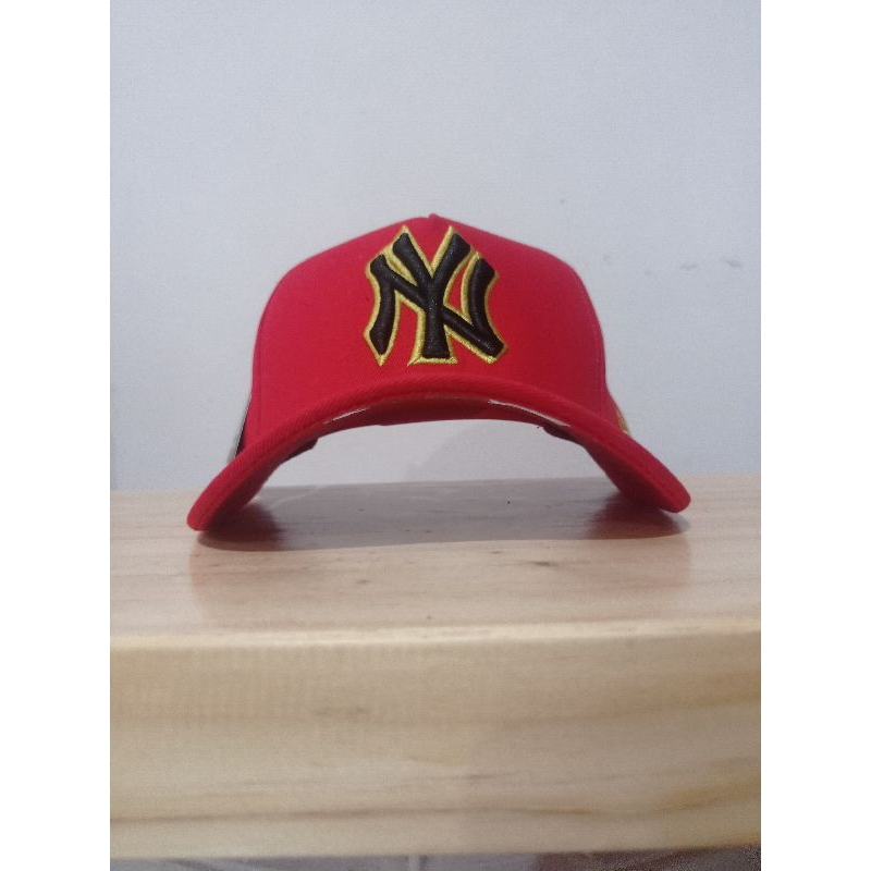 NY hitam list gold/ bahan merah/9 forty/A frame/topi premium/topi MLB/