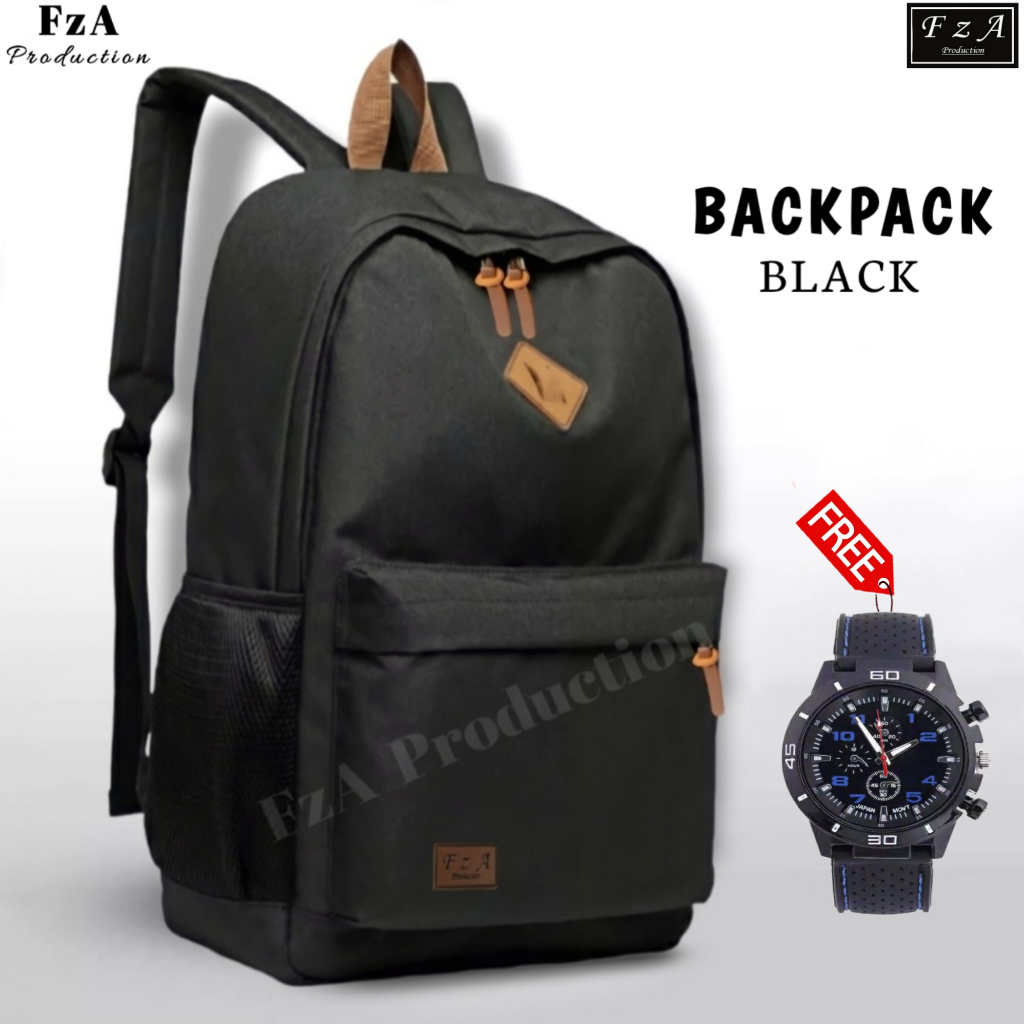 FzA Official - Tas Ransel Punggung Distro Casual Pria Wanita / Tas Ransel Laptop Backpack Original - BLKSL Black