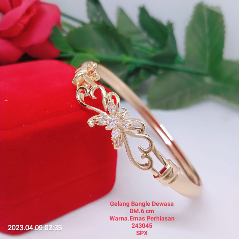 Gelang Tangan Bangle Golong Titanium Tembaga Xuping Perhiasan Aksesoris Lapis Emas Terlaris Termurah