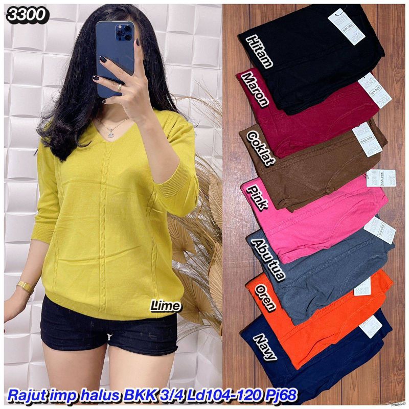 258# ATASAN V RAJUT HALUS IMPORT LENGAN 3PER4