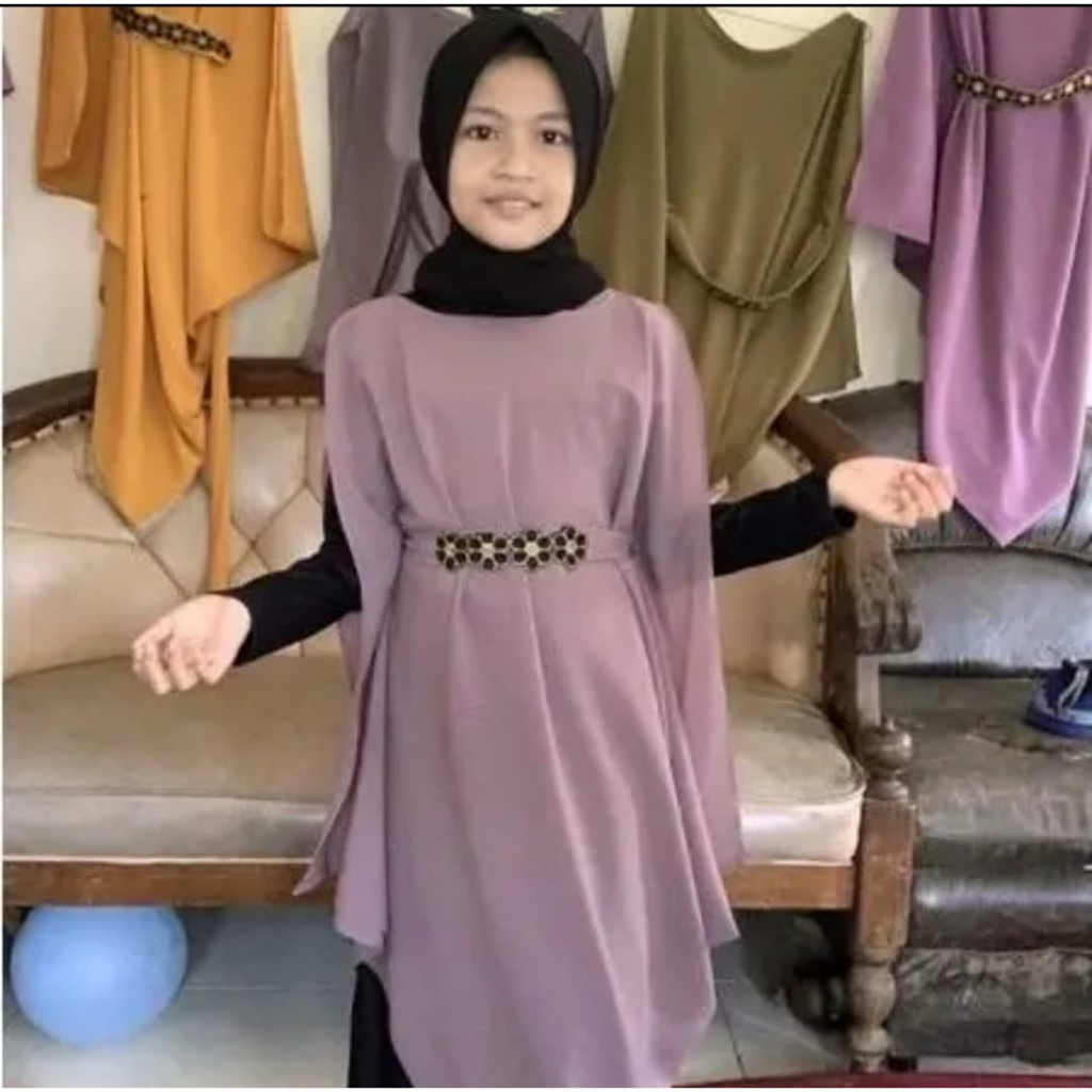Outer Kaftan Anak Perempuan Usia 6-12 Tahun Untuk Kondangan Lebaran