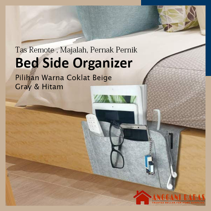 Tempat Penyimpanan Lenzero Organizer HP Remote Tas Gantung Samping Tempat Tidur Sofa Bedside Organizer