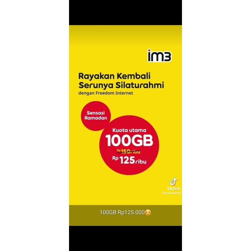 Paket Internet Indosat (Old Freedom) Freedom Internet 100GB, 30Hr