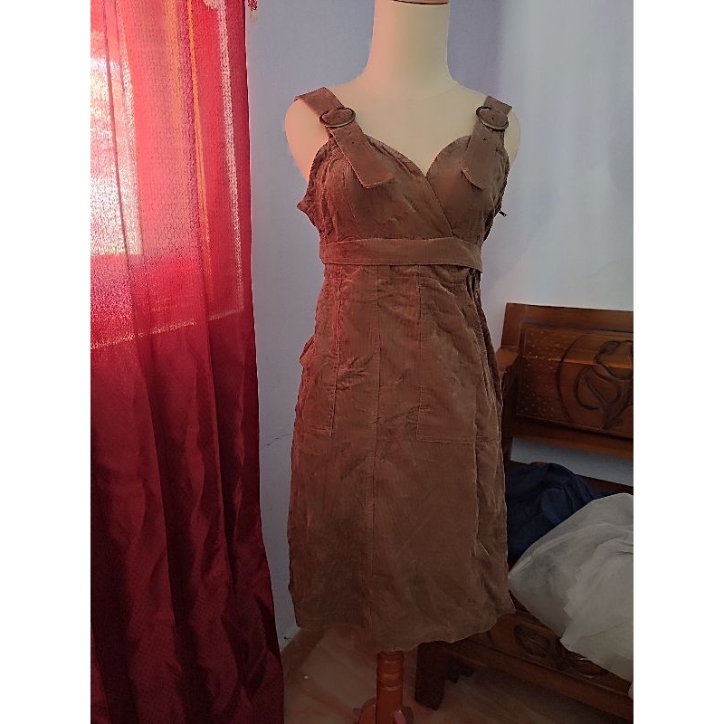 overall coklat, overall corduroy