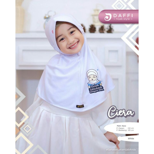 Daffi Hijab Anak Bergo Ciera S Cutting Depan Belakang Bentuk Oval Pad Antem Bahan Kaos Ejamas Hijab 