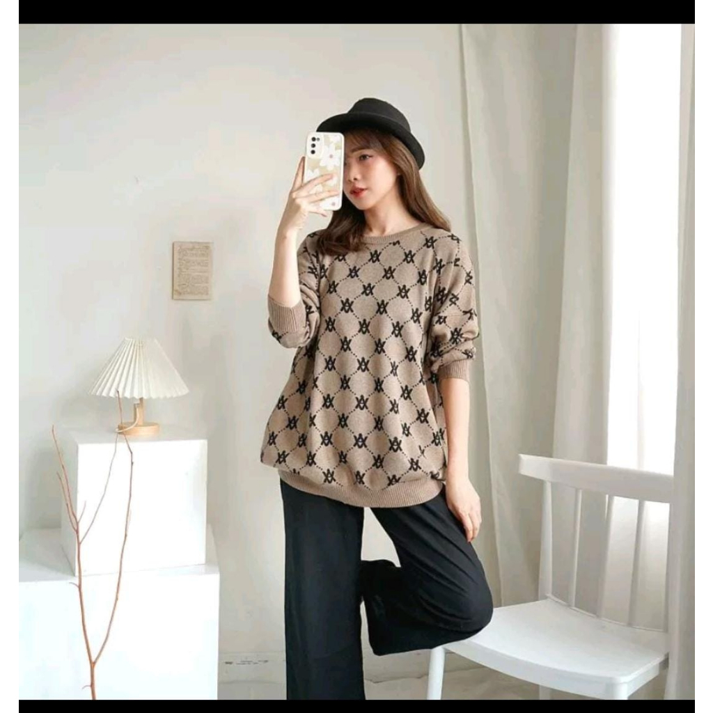 Blus jumbo atasan wanita bigsize rajutan import