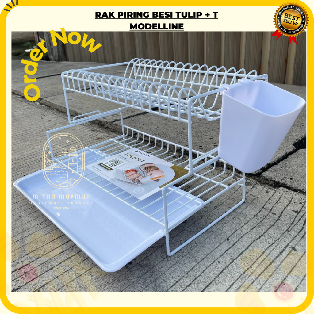 SALE!! RAK PIRING TULIP + T MODELLINE TEMPAT SENDOK DAN NAMPAN SUSUN 2 RAK DAPUR