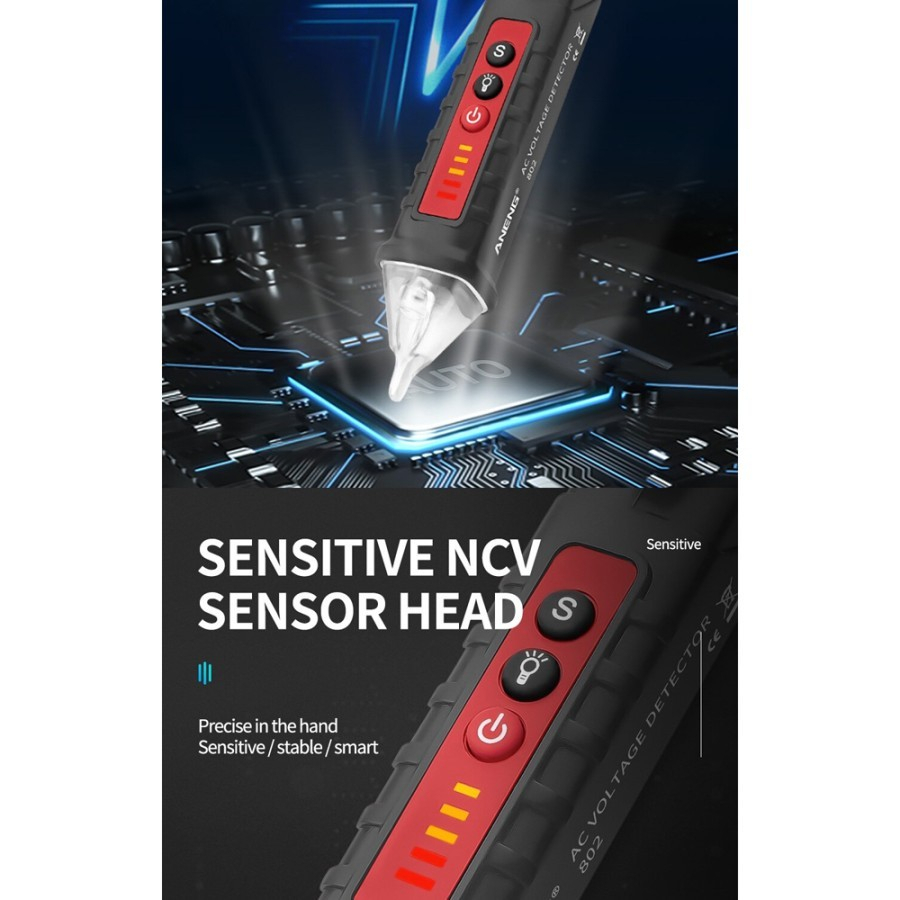 Non-Contact Ac Voltage Detector Aneng Tespen Sensor Bunyi