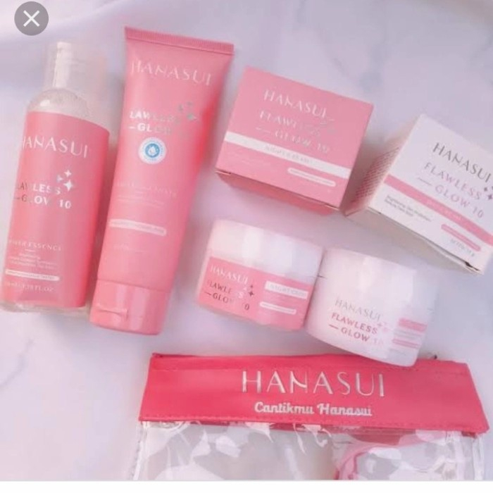 PAKET PERAWATAN WAJAH BPOM PAKET HANASUI FLAWLESS GLOW 10 PAKET LENGKAP 4IN1 Paket Perawatan Wajah l