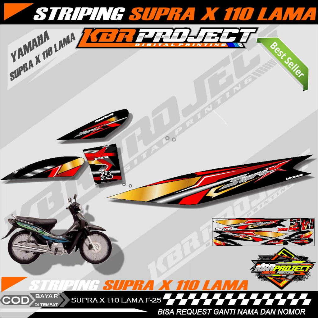 SUPRA X 110 STIKER MOTOR KEREN Stiker Striping SUPRA X 110 Lis Variasi Stiker Motor HONDA Desain Rac
