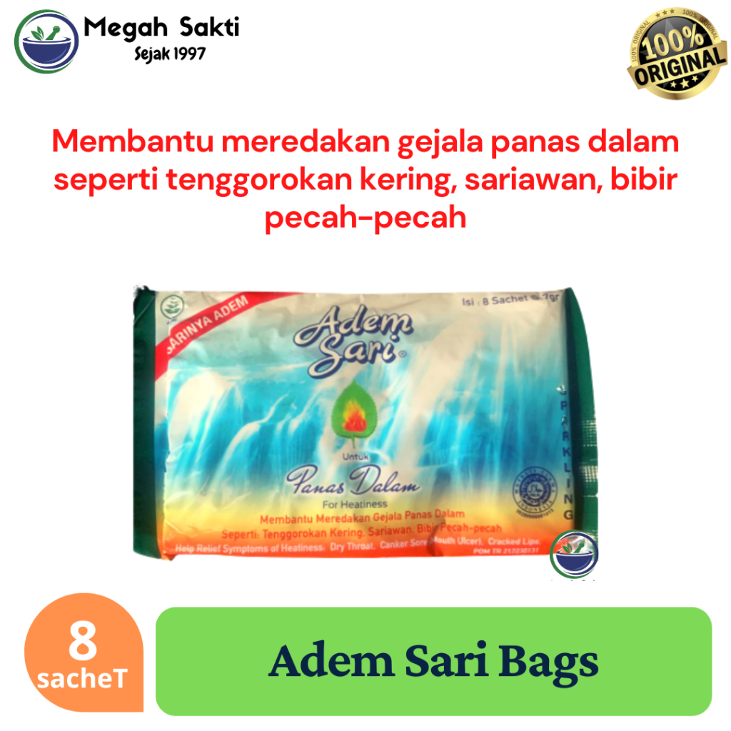 

Megah Sakti - Adem Sari Ademsari Bags Isi 8 Sachet - Pereda panas dalam Ekonomis