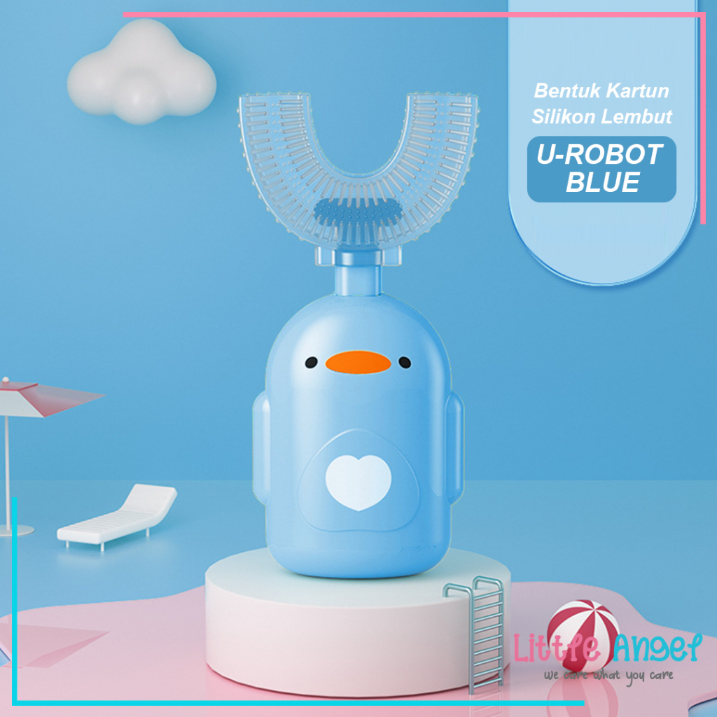 SIKAT GIGI BAYI ANAK BENTUK U Silikon Baby Training Toothbrush Kids 1 Tahun Karakter Bebek Premium Silicon Lembut Bulu Halus Import