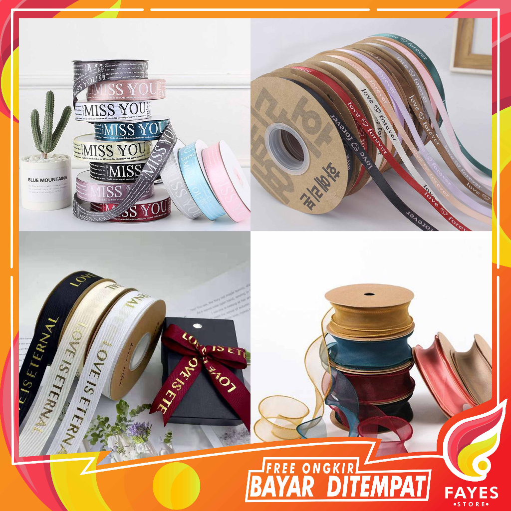 

FAYES COD Ribbon Pita Satin Premium Buat Buket Bunga Uang Kado Gift Flower Bouquet Dekorasi Bunga KB42 / KB44 / KB45 / KB46