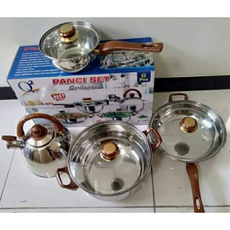 Panci Stainless Q2-7206 atau Q2-7208TL/Panci serbaguna masak