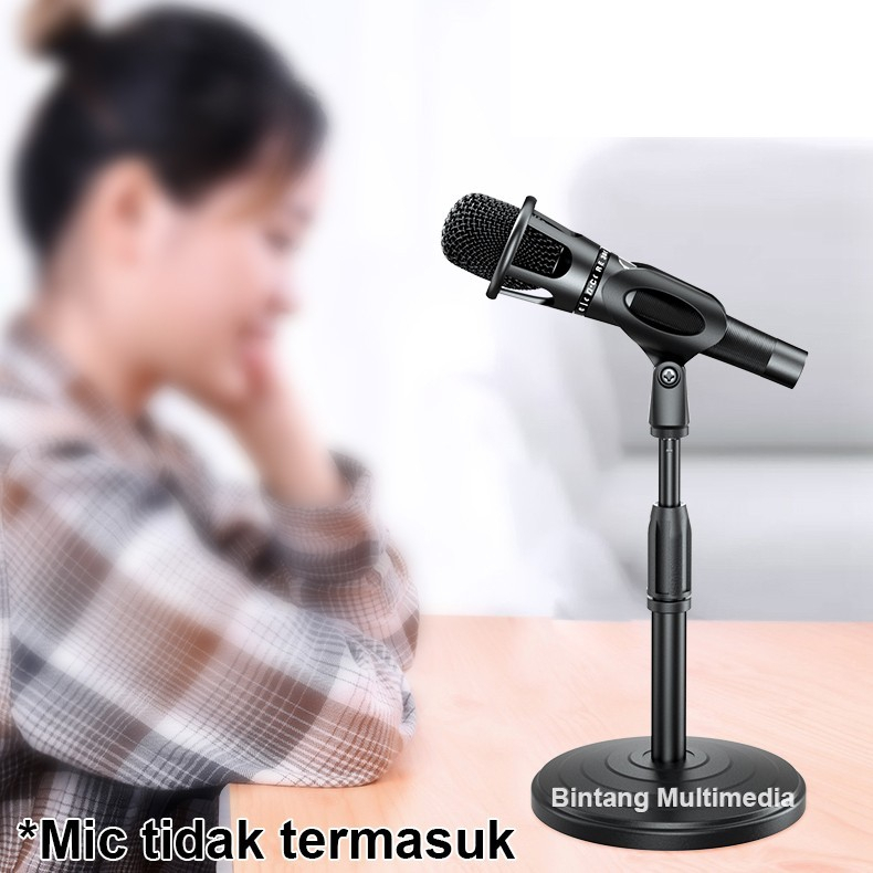 tand Mic Meja Holder Microphone Dudukan Tripod Tiang Penyangga Mikrofon Podium Podcast