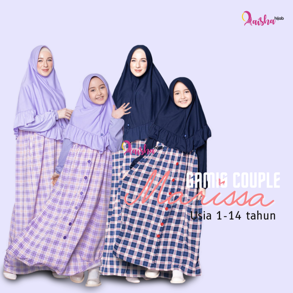 BAJU GAMIS COUPLE IBU DAN ANAK PEREMPUAN UMUR 1-13 TAHUN MOTIF KOTAK KOMBINASI POLOS