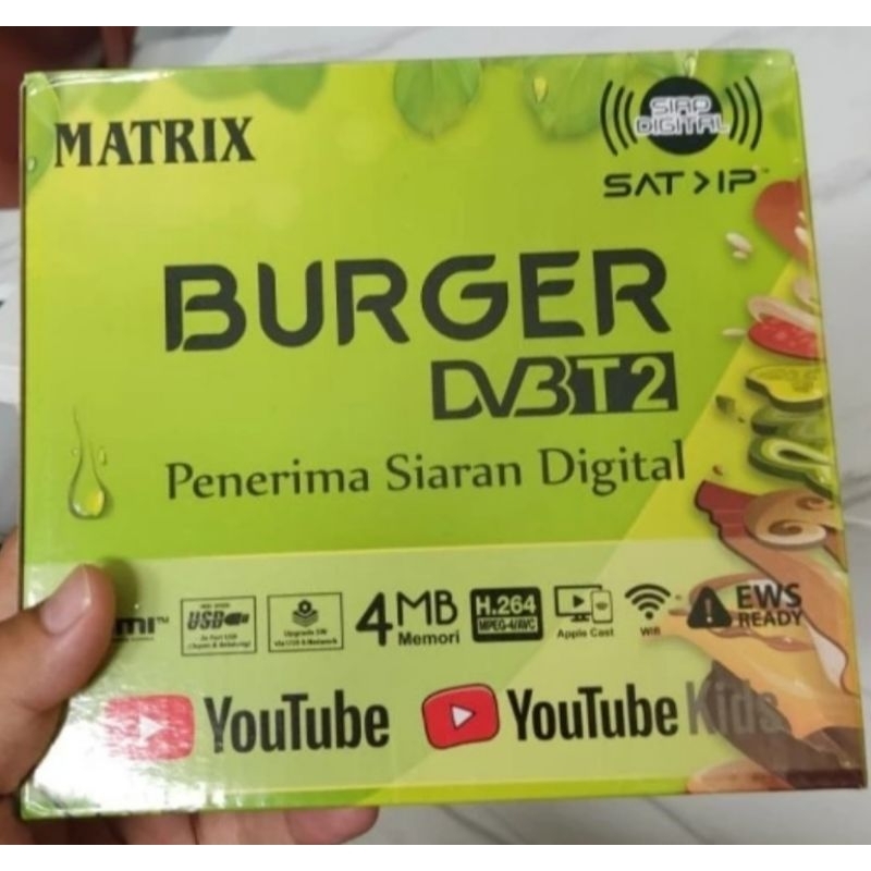 Set Top Box Matrix Burger Hijau / STB DVB T2 HD / Set Box TV Digital - Matrix Hijau,