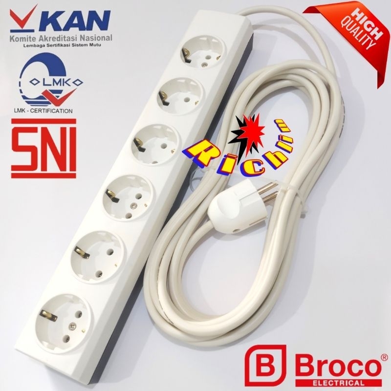 Stop Kontak Broco 5 Lubang dan 6 Lubang Kabel Eterna  2x0.75mm