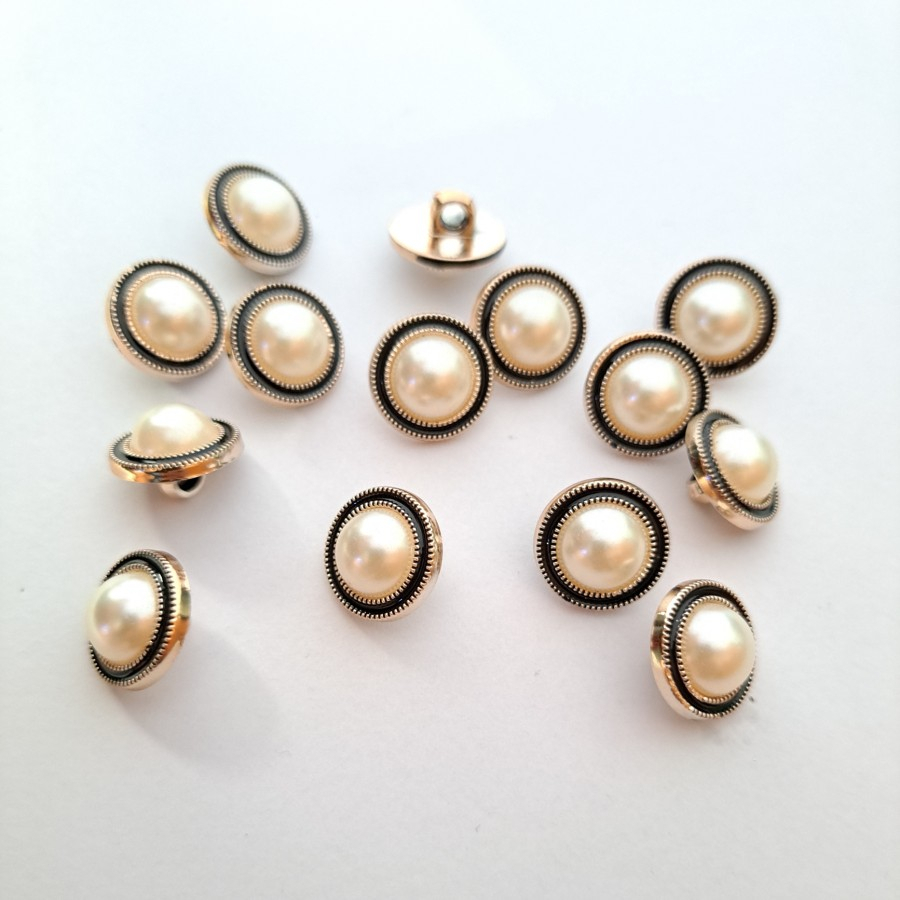 KANCING BAJU MUTIARA TIMBUL LIST HITAM 18 MM DAN 21 MM ISI 100 PCS