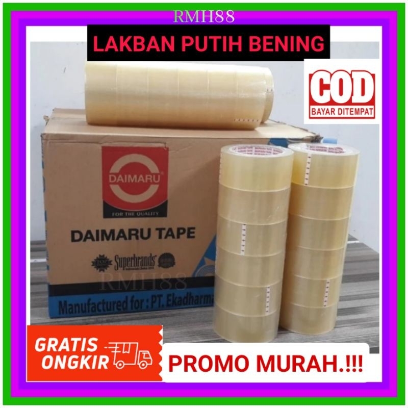 

Lakban Besar Bening DAIMARU / Lakban Bening Besar 1 Slop Isi 6 Roll