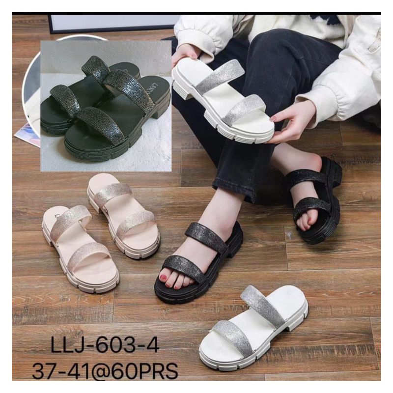 Sandal Wedges Kristal Fashion Import Sandal Wedges Wanita Import Ban 2 Gliter Premium Quality Korea Style