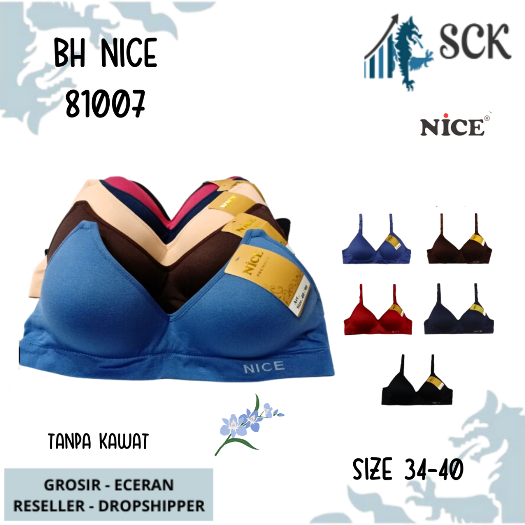 BH NICE 81007 Busa Tipis Tanpa Kawat / BH Wanita Busa Tipis Soft KAWAT / Pakaian Dalam Wanita - sckmenwear GROSIR