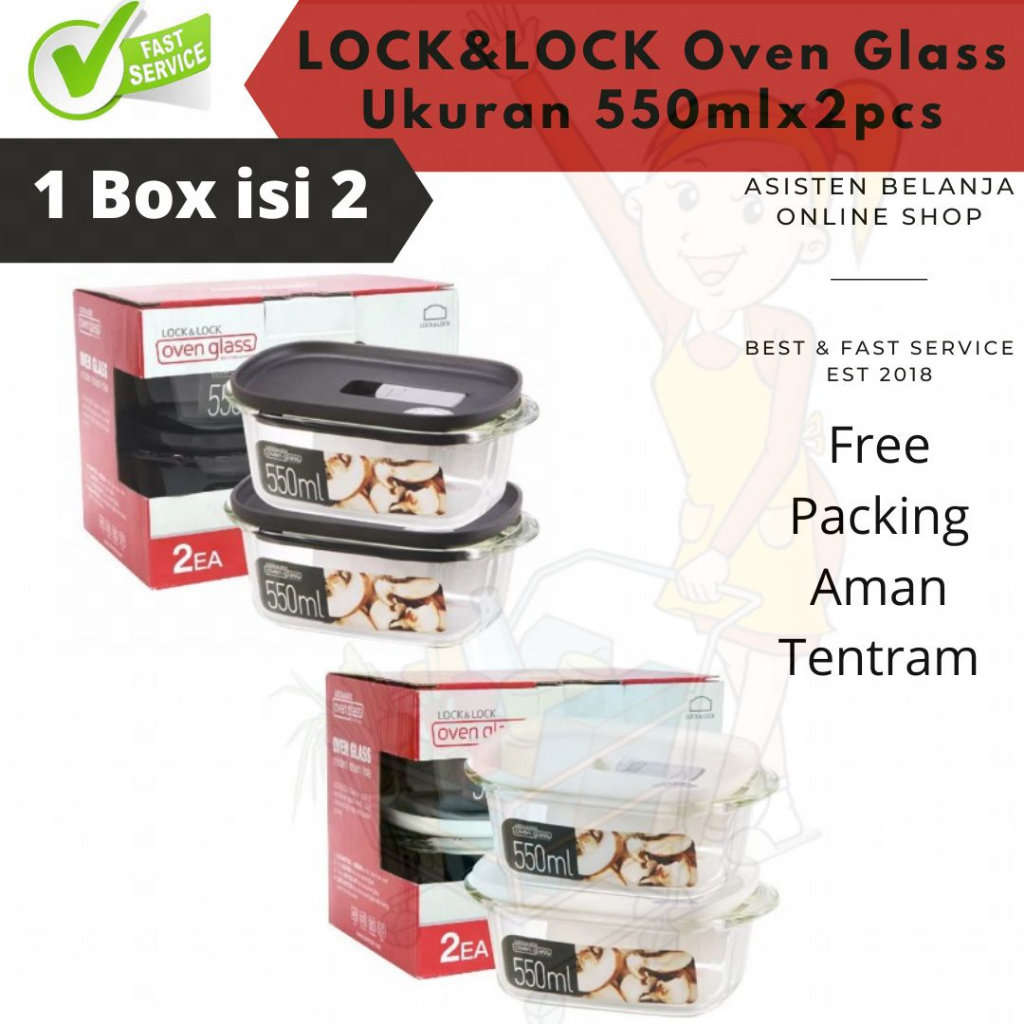 Lock and Lock Lock &amp; Lock Oven Glass for oven microwave safe Food Storage Container 550ml x 2 pcs
