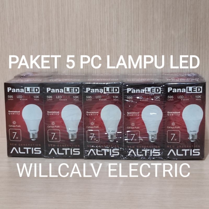 Paket 5 pc Lampu led bulb PANALED ALTIS 7W cahaya putih E27 6500K