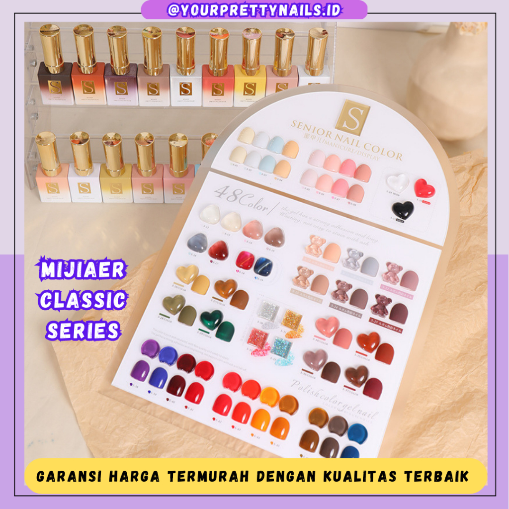 (READY STOCK) MIJIAER NAIL GEL POLISH 48 COLORS RIBBON CLASSIC TRANSLUCENCY / MIJIAER TRANSPARANT SE