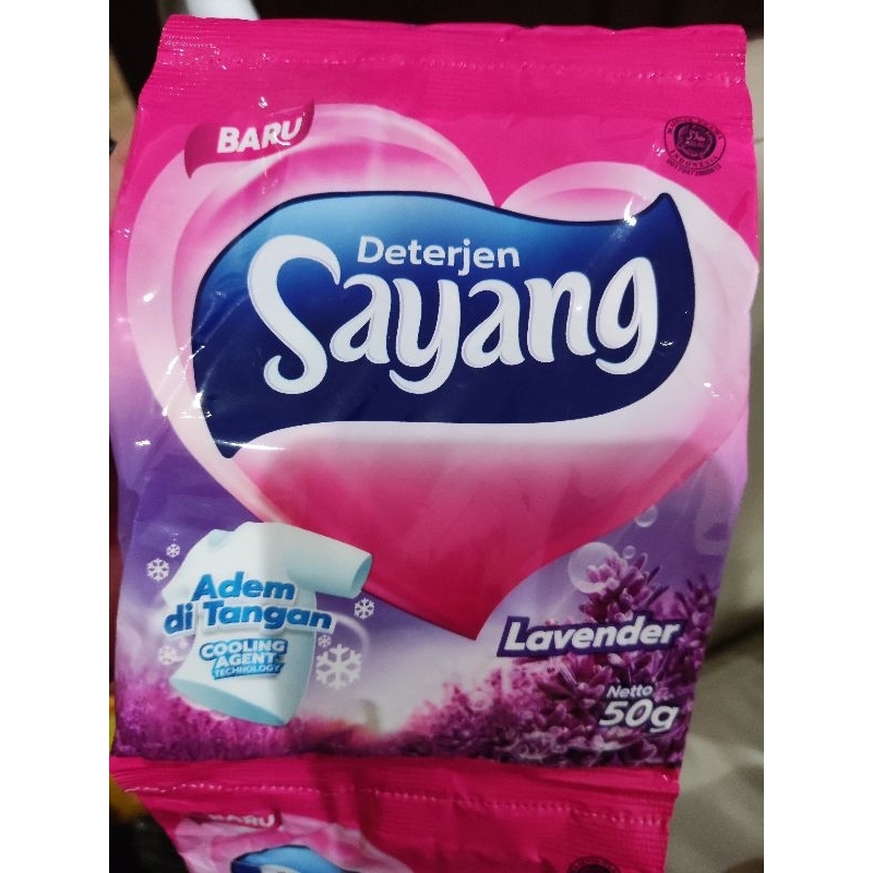 Sabun Cuci Baju / Detergen Sayang Powder Lavender @50 gr 1 renceng isi 6