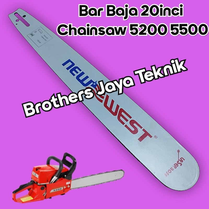 Bar Baja 20 inci New West Mesin Chainsaw Senso Kecil 5200 5500 528 568