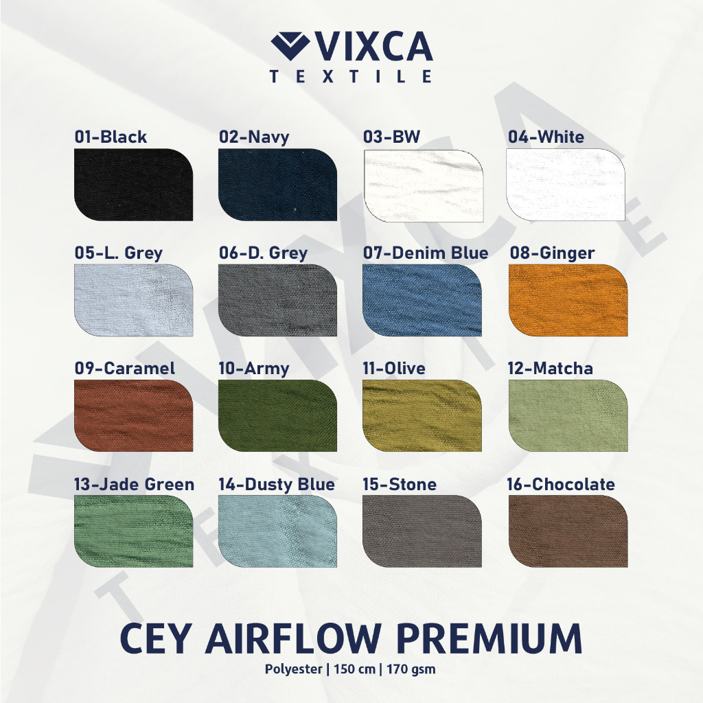 [PER 0,5 M] Kain Bahan CEY Airflow Premium Lebar 150 cm Crinkle Cringkel Crinckle Krinkle Stretch Polos Polosan ECER 1/2 METER METERAN 50 CM CENTIMETER