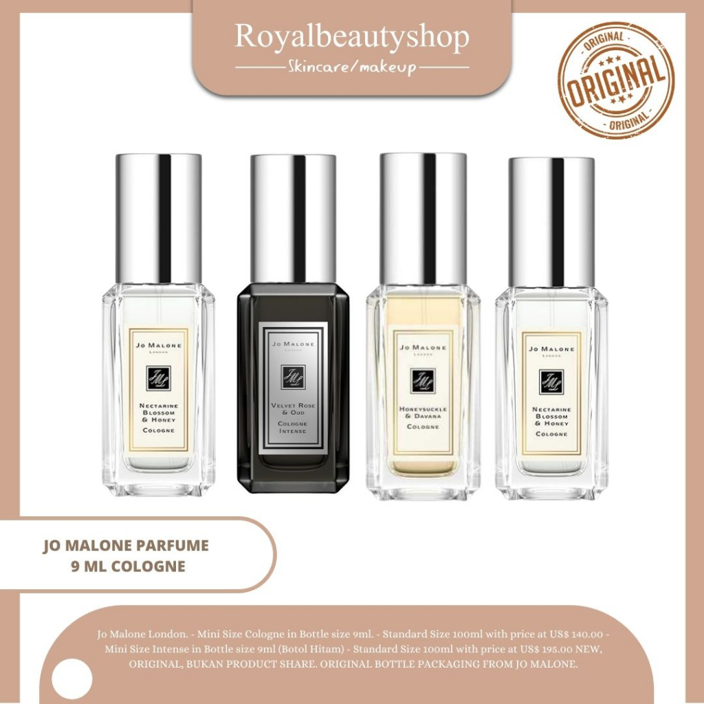 JO MALONE PARFUME COLOGNE MINI SIZE 9 ML / PEONY &amp; BLUSH / NECTARINE BLOSSOM &amp; HONEY / HONEYSUCKLE / VELVET ROSE INTENSE