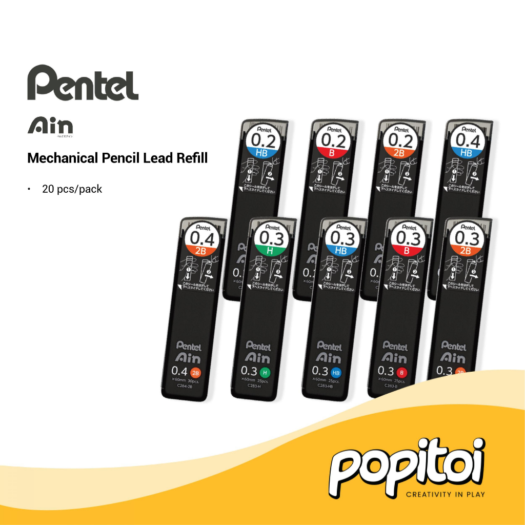 

Pentel Ain Stein Mechanical Pencil Lead Refill (NEW) Isi Ulang Pensil Mekanik 0.2 0.3 0.4 0.7 0.9