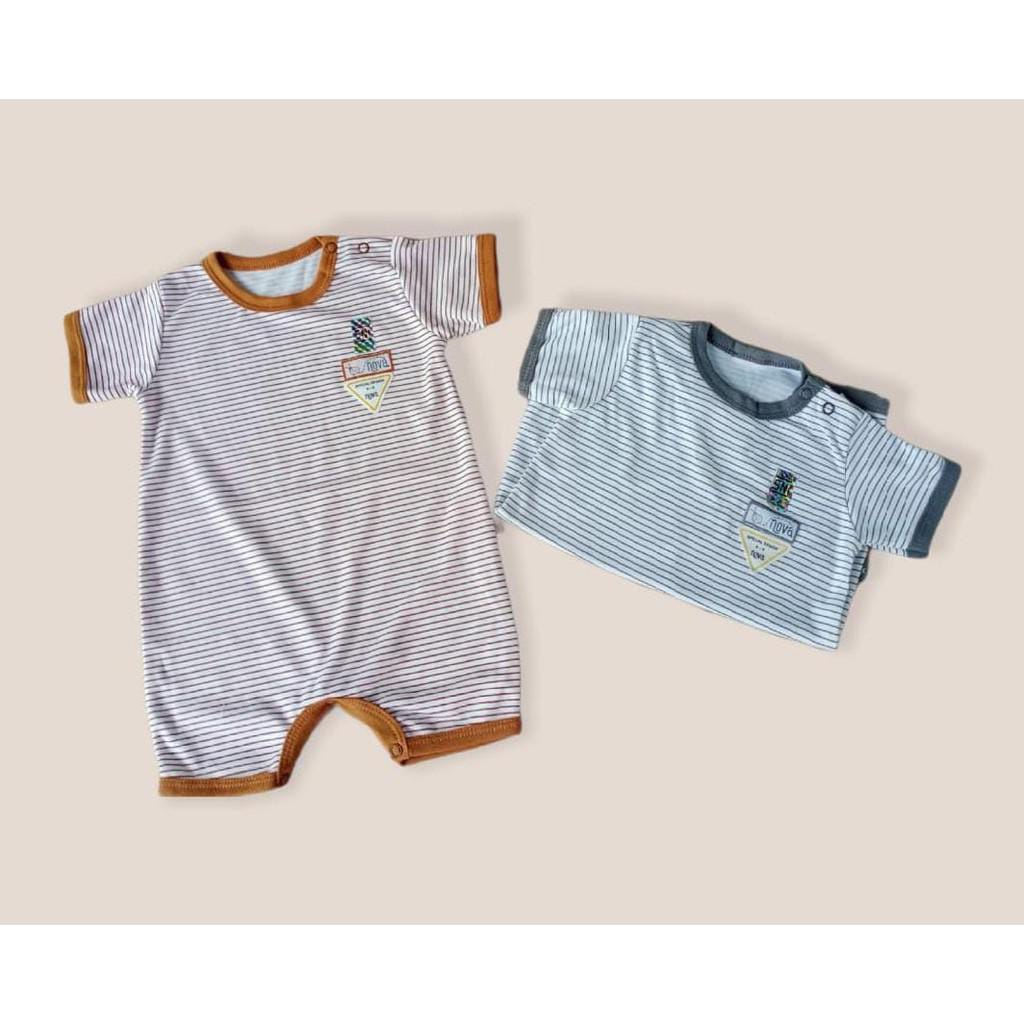 Nova Jumper Segiempat / Baju Kodok Bayi Stripe